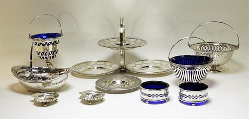 Sterling Silver Blue Glass Baskets and Trays