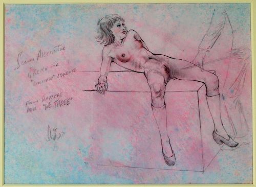 David Wilde Erotic Billiards Watercolor Painting