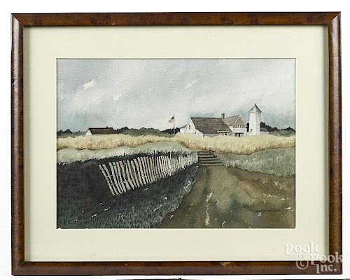 Louise Danelian (American 20th c.), watercolor landscape, signed lower right and inscribed verso De