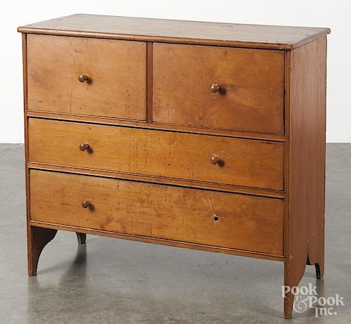 New England pine chest of drawers, early 19th c., 33'' h., 36'' w.