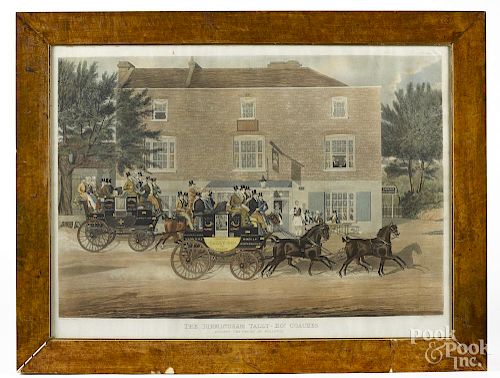 Color lithograph, after Pollard, titled The Birmingham Tally-Ho Coaches, 20'' x 29 1/4''.