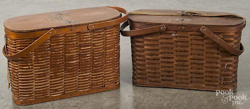 Hawkeye basket refrigerator, inscribed E. E. DuPont, together with another picnic basket by Shelto