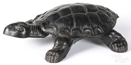 Cast iron turtle spittoon, 14 1/2'' l.