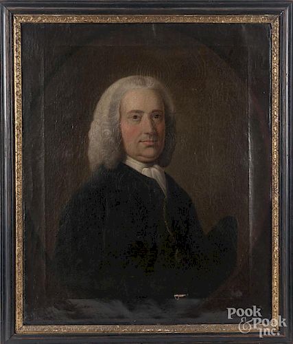 English oil on canvas portrait of a gentleman, late 18th c., 30'' x 24 1/2''.