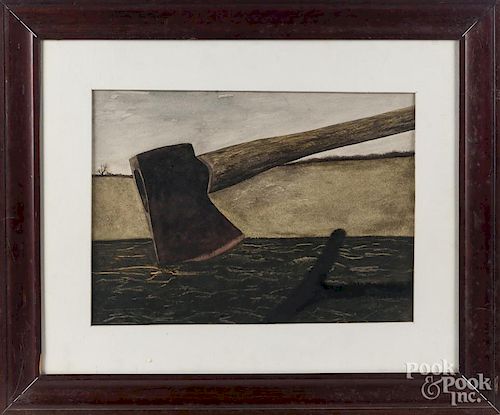 Ann Wyeth McCoy (American 1915-2005), watercolor of an axe, 14'' x 19''.