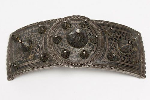 Circassian/Caucasian Silver Niello Belt Buckle