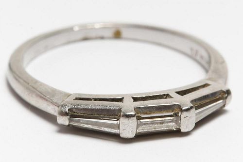 Platinum & Triple Baguette Diamond Ring