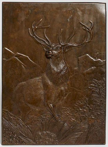 Vintage Bronze Plaque, "The Monarch of the Glen"
