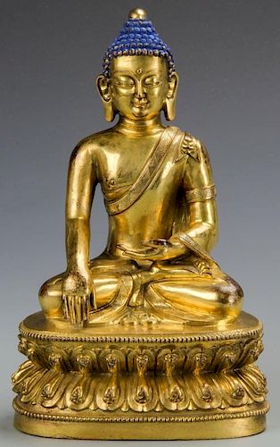 Sino Tibetan Gilt Bronze Buddha