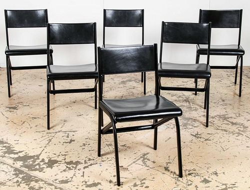6 Modern Leather Clad Dining Chairs