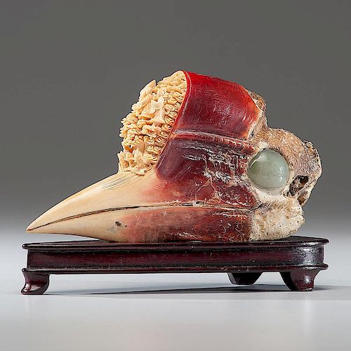 Chinese Carved Hornbill Skull