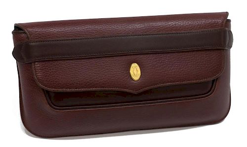 CARTIER GRAINED RED LEATHER CLUTCH BAG