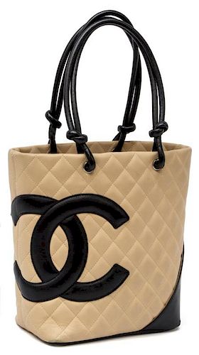 CHANEL QUILTED LEATHER 'CAMBON TOTE' SHOULDER BAG