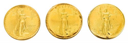 (3) U.S. $5 DOLLAR 1986 GOLD BULLION COINS