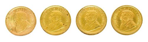 (4) KRUGERRAND GOLD COINS, EACH 1/10 OUNCE