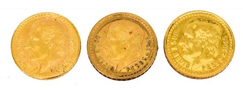 (3) MEXICO 2.5 PESOS GOLD COINS