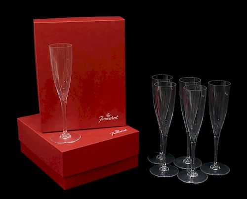 (10) BACCARAT COLORLESS CRYSTAL CHAMPAGNE FLUTES