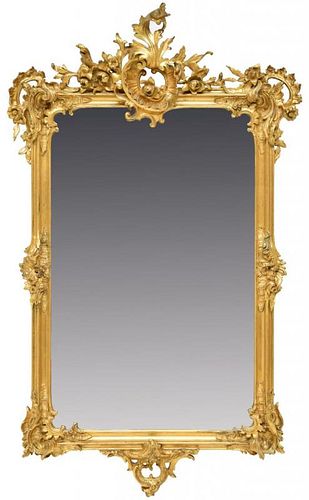 LOUIS XV STYLE GILDED & BEVELED WALL MIRROR