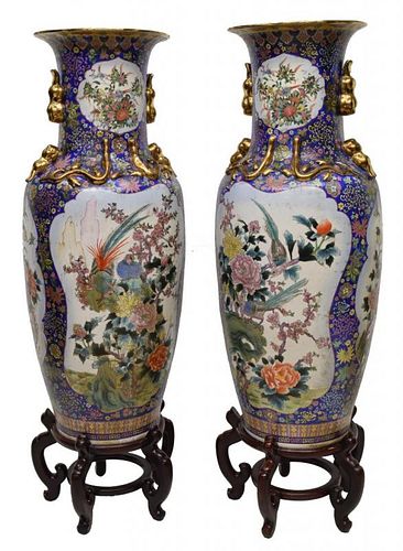 (2)CHINESE FAMILLE ROSE PORCELAIN PALACE URNS