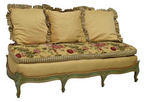 FRENCH LOUIS XV STYLE FLORAL PAINTED DAY BED