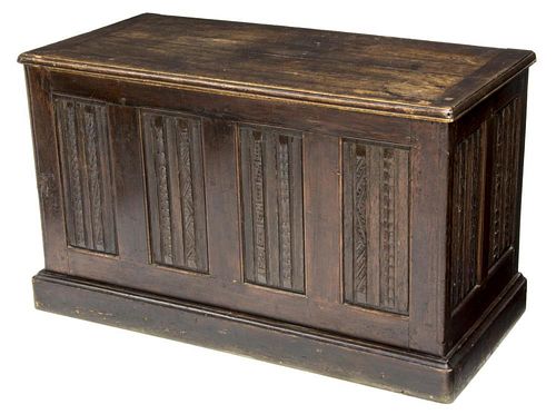 FRENCH GOTHIC REVIVAL CARVED COFFER CHEST