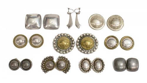 (10) ESTATE MEXICO STERLING & BRASS EARRING GROUP