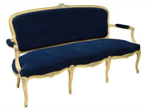 CONTINENTAL LOUIS XV STYLE OPEN ARM SETTEE SOFA