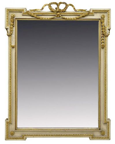 LOUIS XVI STYLE PARCEL GILT PAINTED WALL MIRROR