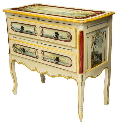 LOUIS XV STYLE PAINTED TWO-DRAWER COMMODE