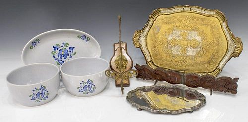 (7) CABINET & TABLE ITEMS, 800 SILVER TRAY, DRAGON