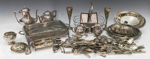 HUGE COLLECTION SILVER PLATE TABLE & HOLLOWARE