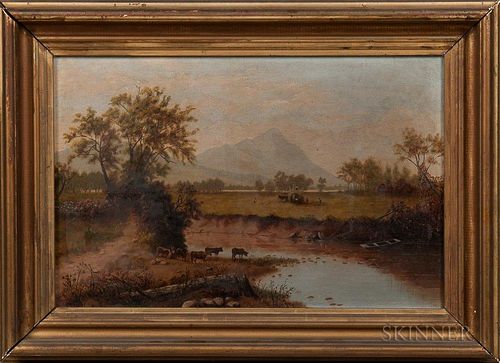 American School, 19th Century        River View with Cows