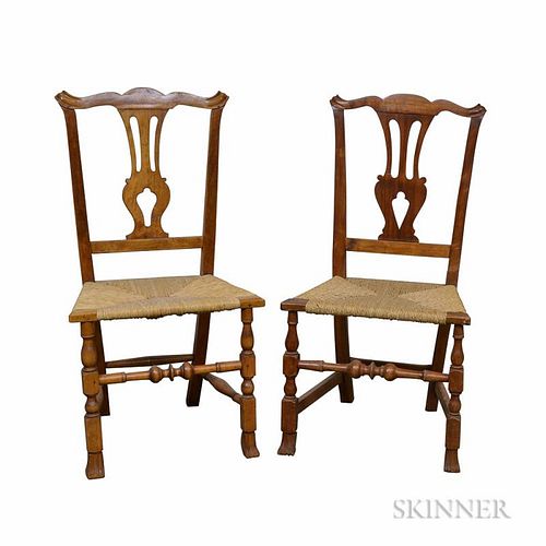 Two Transitional Chippendale Maple Side Chairs