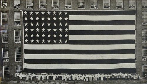 Large Framed Amoskeag Manufacturing Company "Great Flag" Photograph