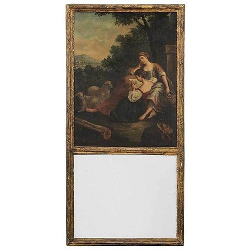 Louis XVI Painted and Parcel Gilt Trumeau