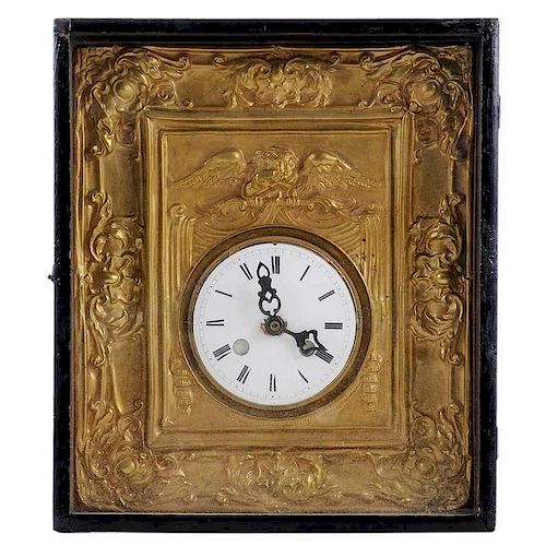 Brass Clock Mounted in Shadowbox