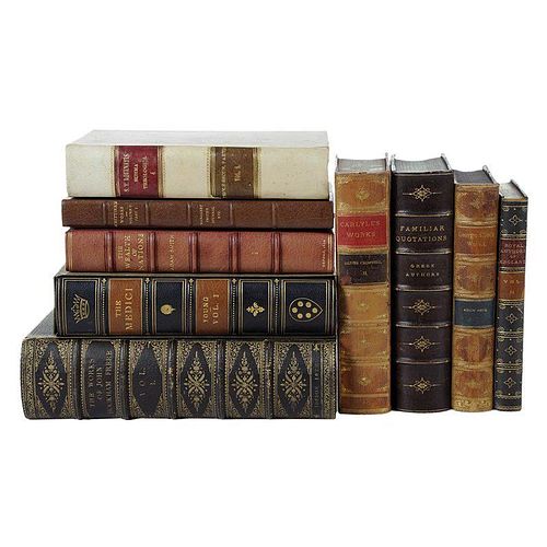 80 Assorted Leather Bound Books
