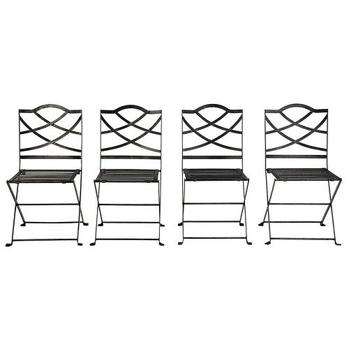 Set of Four Regency Style Folding Garden Chairs