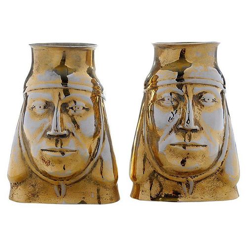Pair of Peruvian Gilt Silver Vases