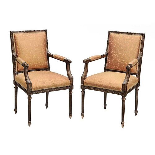 Pair Louis XVI Style UpholsteredåÊFauteuils