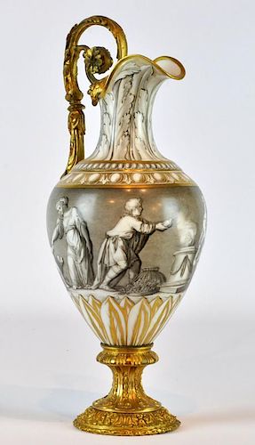 Bronze Mounted French Porcelain Ewer, 19th C.