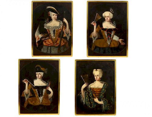 4 18th C. Continental Portraits of a Woman O/C