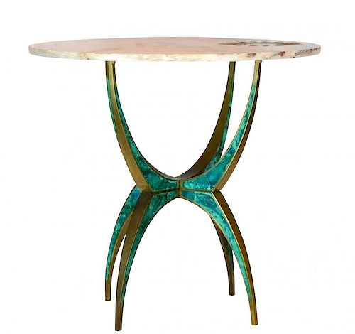 Pepe Mendoza Side Table W/ Marble Top & Inlay