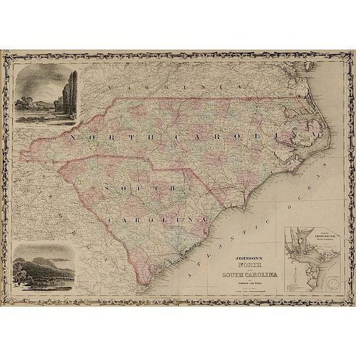 Johnson's North and South Carolina Map, 1866