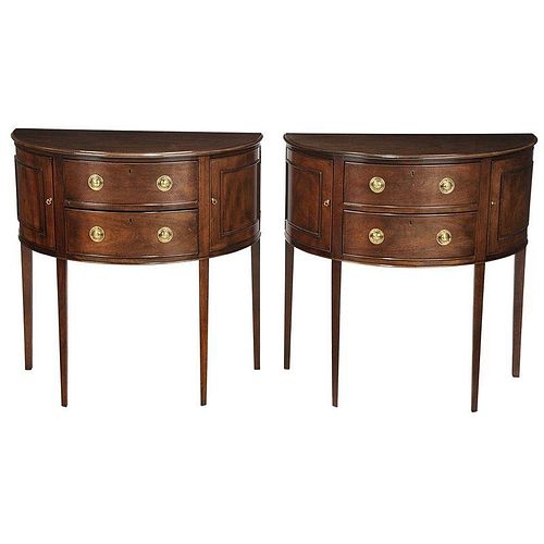 Pair of George III Style Demilune Tables