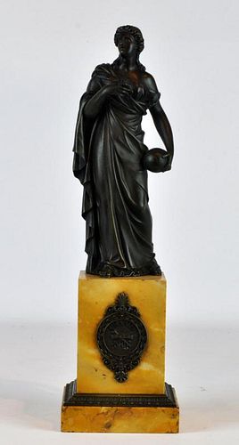 French Empire Bronze Statue Uranie on Marble Base