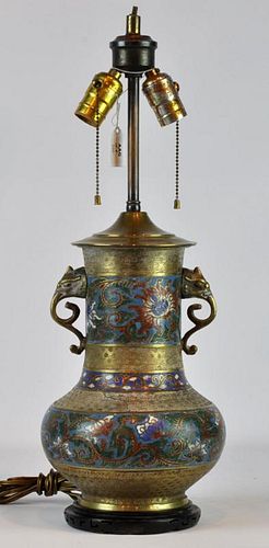 Chinese Bronze Cloisonne Table Lamp