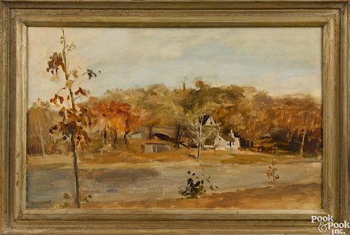 Seymour Remenick (American 1923-1999), oil on canvas landscape, signed lower left, 15'' x 24''.