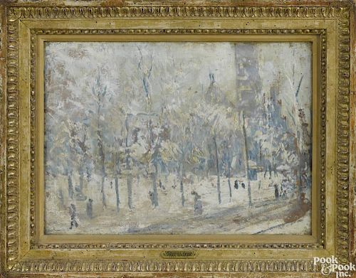 Frederick R. Wagner (American 1864-1940), oil on board, titled Rittenhouse Square, unsigned, 11