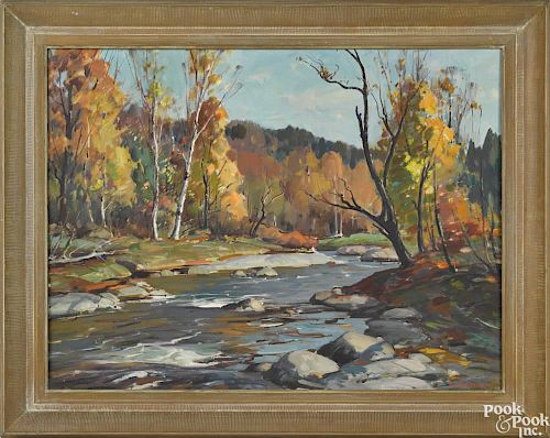 Aldro Thompson Hibbard (American 1886-1972), oil on canvas, titled October Day Vermont, signed l